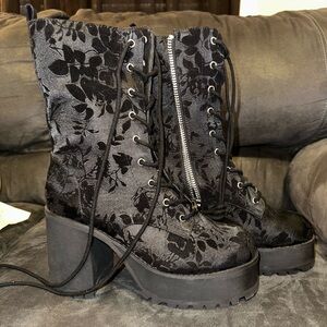 Delia’s Teen Spirit floral platform combat boots